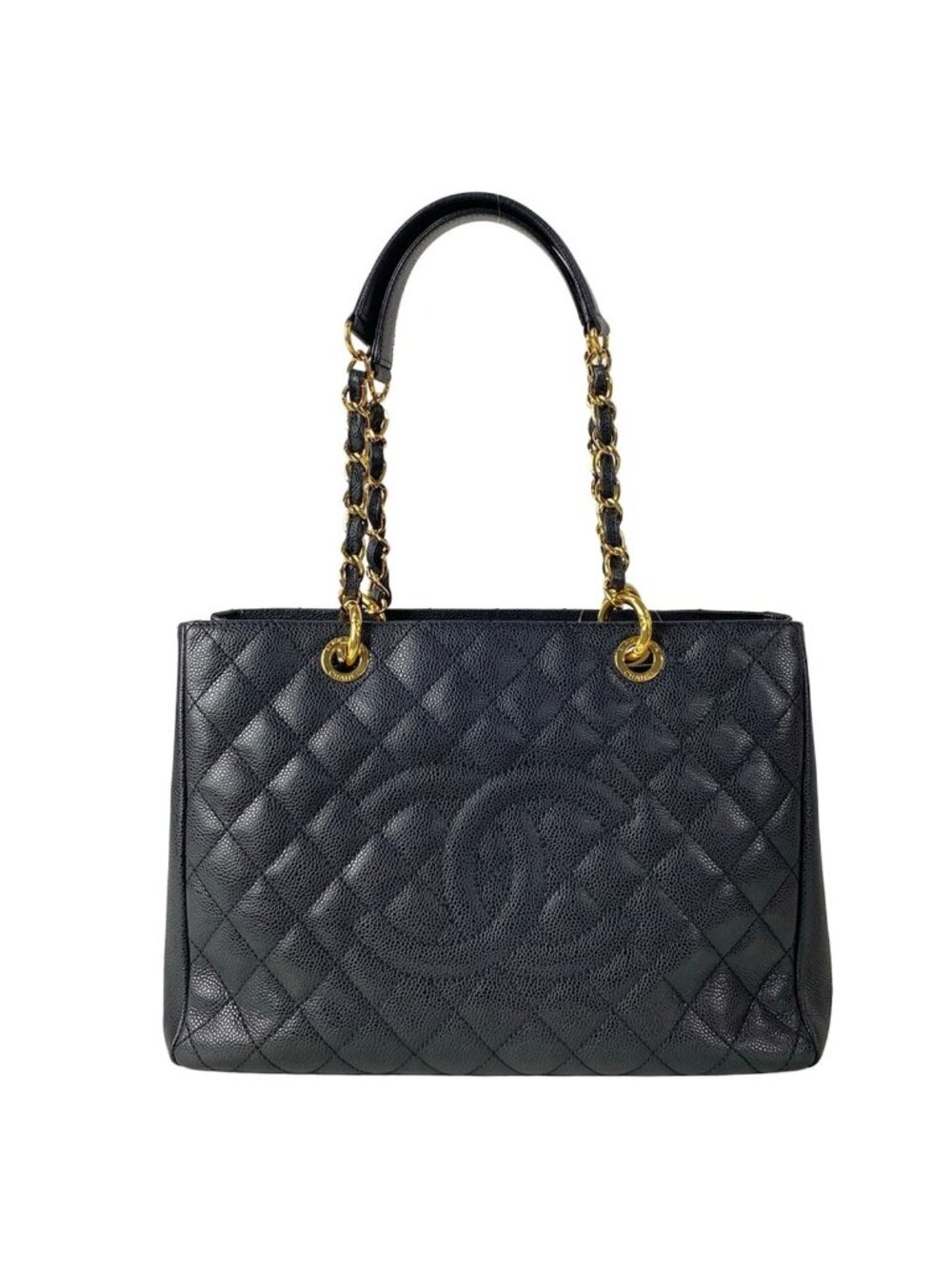 Chanel Tote Bag Reprint Chain Black Shoulder Gold